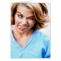 Funny Face Woman Template Greeting Card
