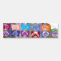 Funny Faces,  Chinese Characters and Sparkles Bumper Sticker