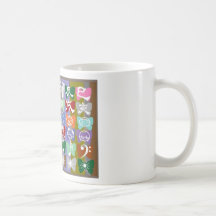 Funny Faces,  Chinese Characters and Sparkles Mug