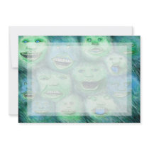 Funny Faces. Fun Cartoon Monsters. Green. Personalized Announcement