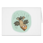 funny falling bird greeting card