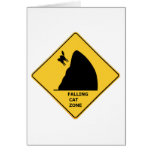 Funny Falling Cat Zone Sign Greeting Card