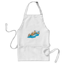 funny family whitewater rafting cartoon aprons
