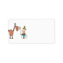 funny farmer with horse personalized address label