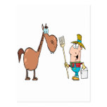 funny farmer with horse postcards
