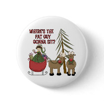 Funny Fat Guy Christmas Button