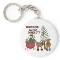 Funny Fat Guy Christmas Keychain