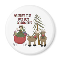 Funny Fat Guy Christmas Refrigerator Magnet
