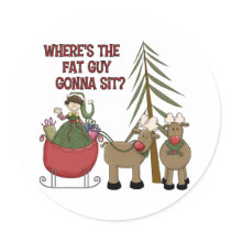 Funny Fat Guy Christmas Stickers