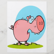 funny fat piggy pig looking scared full colour flyer