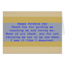 Funny Fathers Day Blue and Brown Greeting Cards