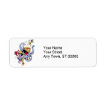 funny fighting alien nsters vector cartoon return address label