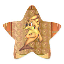 Funny Fighting Fish Star Stickers
