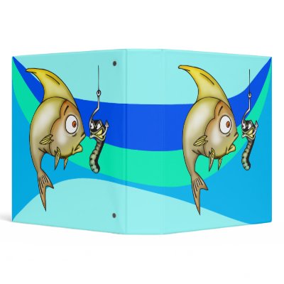 Funny Fish And Worm Vinyl Binders by sagart1952