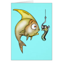 Funny Fish And Worm Cards
