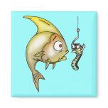 Funny Fish And Worm Fridge Magnet