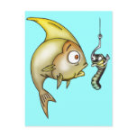 Funny Fish And Worm Postcards