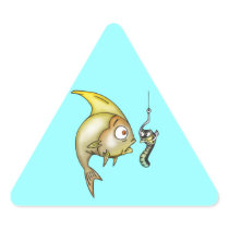 Funny Fish And Worm Triangle Stickers