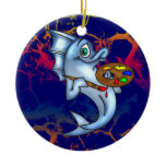 Funny Fish Artist Christmas Tree Ornament