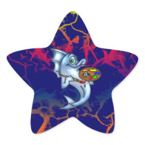 Funny Fish Artist Star Sticker