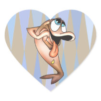 Funny Fish In Love Heart Sticker