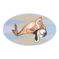 Funny Fish In Love Oval Stickers
