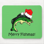 Funny fishing Christmas mousepads