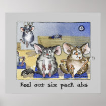 Funny Fitness Cartoon Poster Print Grey