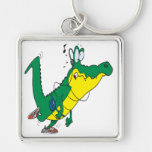 funny fitness gator alligator cartoon keychain