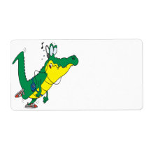 funny fitness gator alligator cartoon shipping labels
