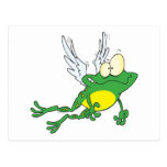 funny flying froggy frog cartoon postcard