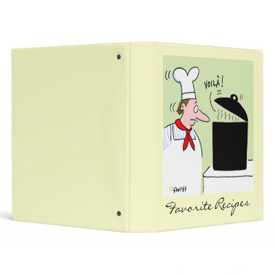Funny French Chef Cooking Cartoon Recipe Binder by Swisstoons