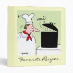 Funny French Chef Cooking Cartoon Recipe Binder