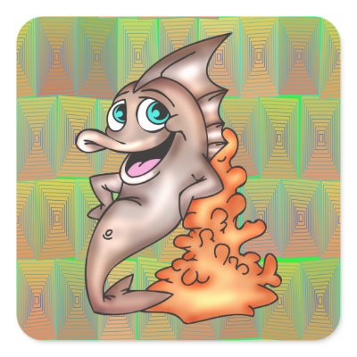 Funny Friendly Fish Square Stickers by sagart1952