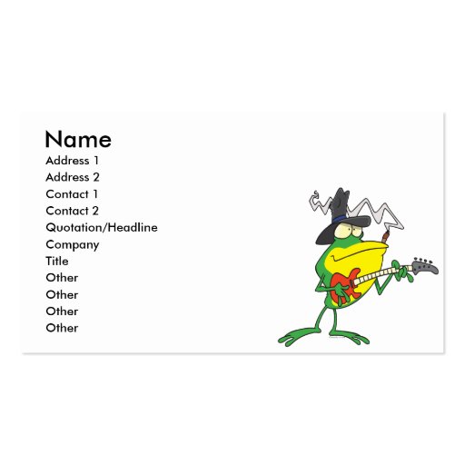 funny frog playing bass guitar froggy cartoon business card template