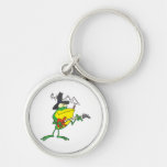 funny frog playing bass guitar froggy cartoon key chains