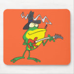 funny frog playing bass guitar froggy cartoon mousepad