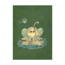 Funny Frog Sticking Tongue Out To Catch Fly Stretched Canvas Prints