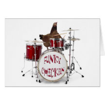 Funny FUNKY CHICKEN DRUMMER greeting Card