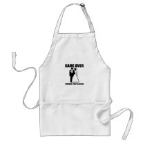 Funny, "Game Over" Wedding design Aprons