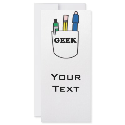 funny GEEK pocket protector graphic Custom Rack Card by geekme