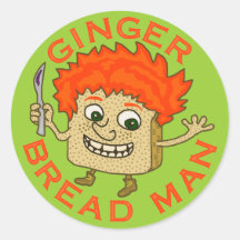 Funny Gingerbread Man Christmas Round Sticker