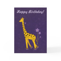 Funny Giraffe Birthday Purple Customizable Text