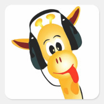 funny giraffe with headphones stickers
