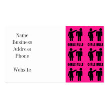 Funny Girls Rule Hot Pink Feminist Gifts Business Card Template