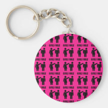 Funny Girls Rule Hot Pink Feminist Gifts Key Chains
