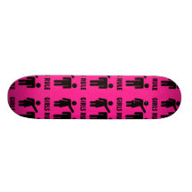 Funny Girls Rule Hot Pink Feminist Gifts Skate Board Decks
