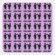 Funny Girls Rule Purple Girl Power Feminist Gifts Sticker