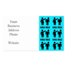 Funny Girls Rule Teal Turquoise Blue Girl Power Business Card Template