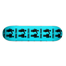 Funny Girls Rule Teal Turquoise Blue Girl Power Skateboard